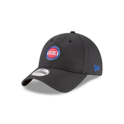 Black Detroit Pistons Hat - New Era NBA Waxed Canvas 9TWENTY Adjustable Caps USA7690315